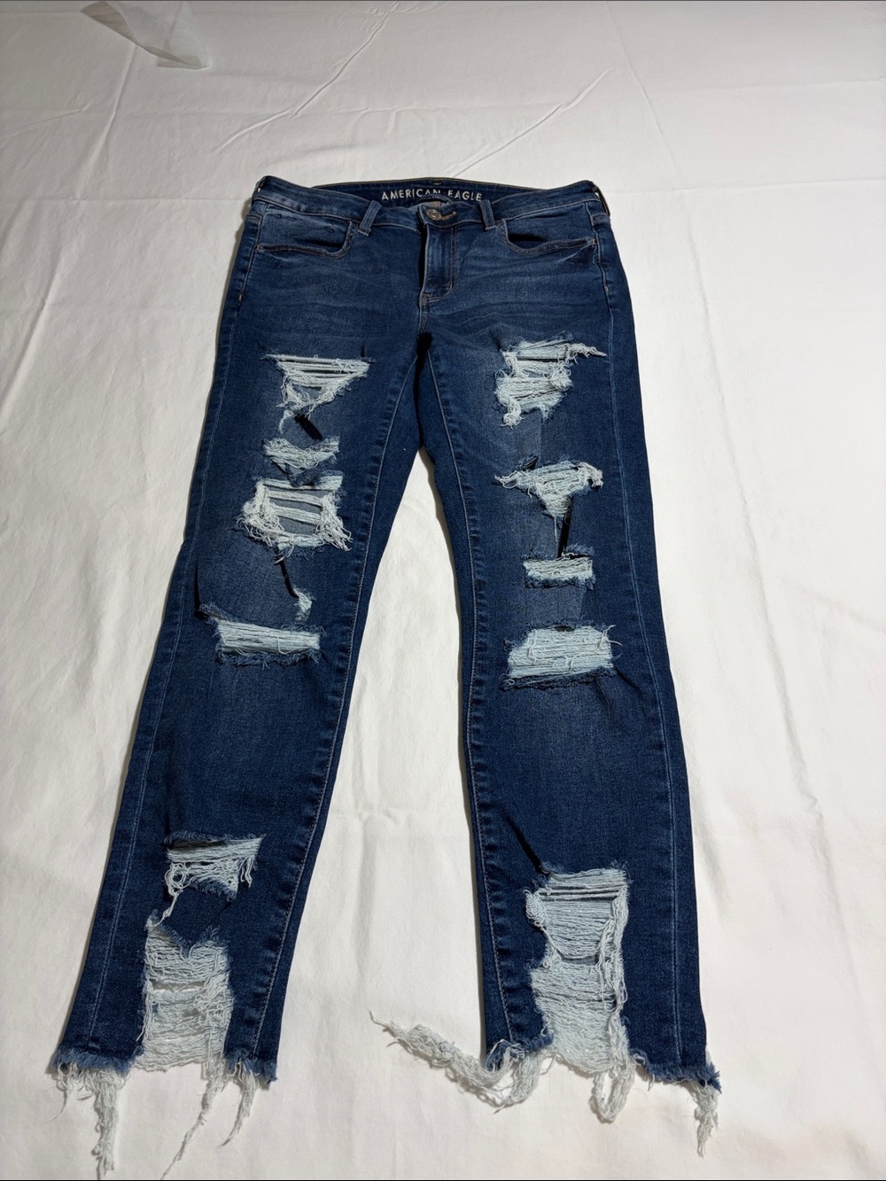 American Eagle Outfitters Dark Blue Ripped Skinny Jeans